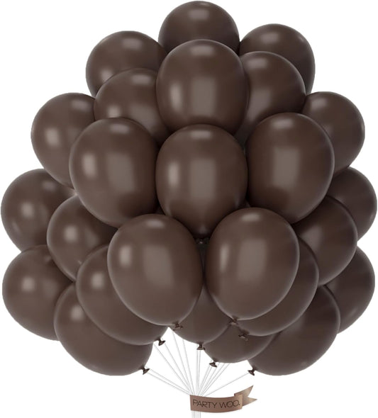 PartyWoo Dark Brown Balloons 50 pcs 12 Inch Brown Boho Neutral Coffee Latex Helium Balloons for Wedding Baby Shower Gender Reveal Graduation Safari Woodland Birthday Party Decorations Brown-F20