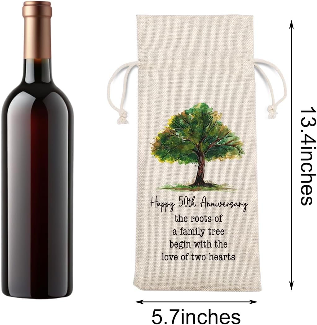 Gifts for 50th Anniversary for Couple Parents Husband Wife Vow Renewal Golden Wedding Anniversary Wine Gift Bag