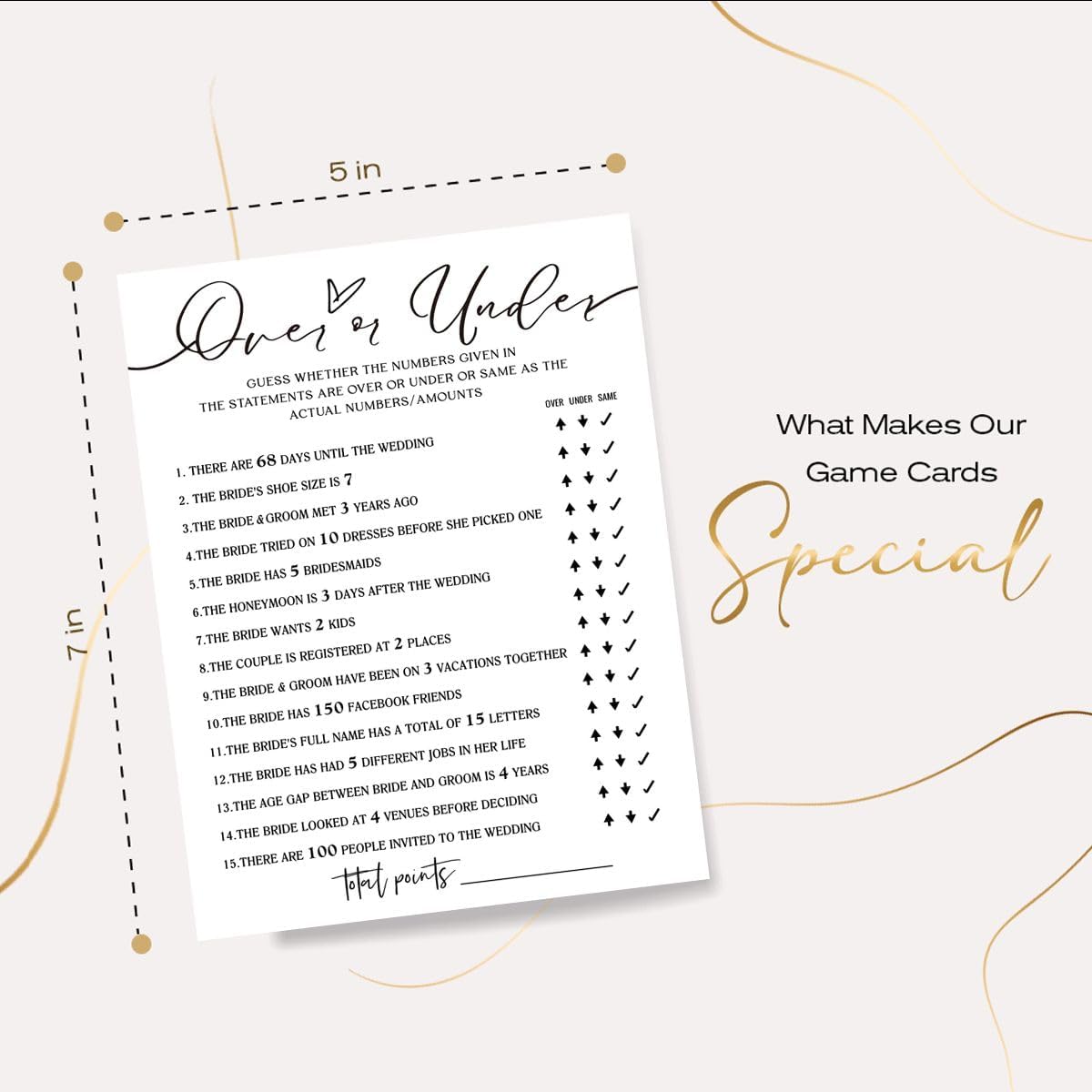 Wedding Shower Games Cards, Guess Over or Under, Bridal Shower Games 25 Guests, Engagement Party Wedding Games for Guests, Minimalist White Wedding Party Supplies - A13