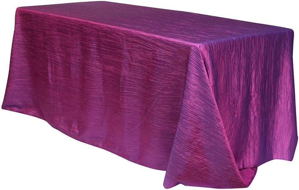 YOUR CHAIR COVERS - 90 x 156 inch Rectangular Crinkle Taffeta Tablecloth - Purple, Rectangle Table Linens for 8 ft Rectangular Tables, Wedding Crushed Table Cloth