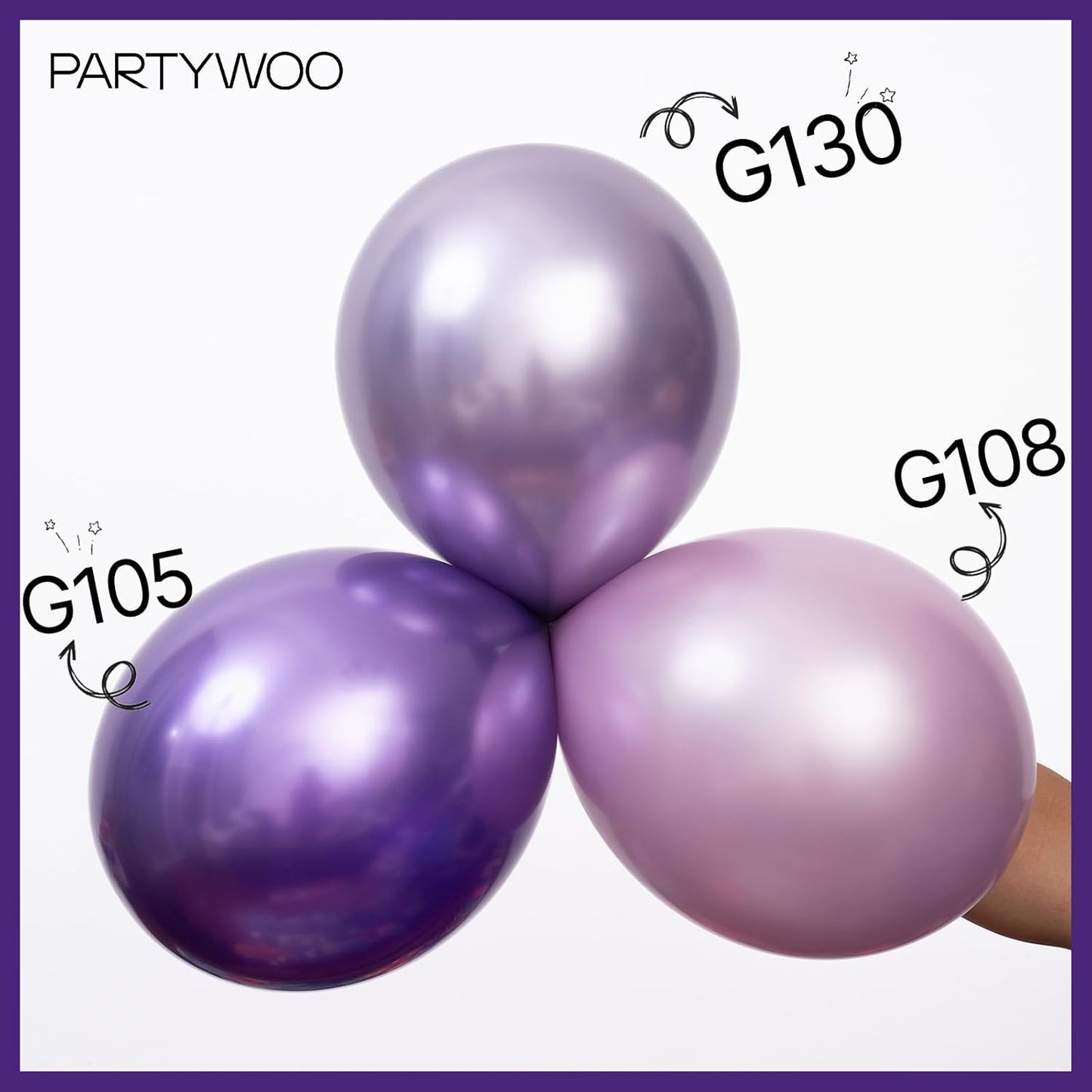 PartyWoo Metallic Purple Balloons 50pcs 12 Inch Chrome Purple Latex Helium Balloons for Mardi Gras Graduation Wedding Bachelorette Baby Shower Anniversary Birthday Party Decorations Purple-G105