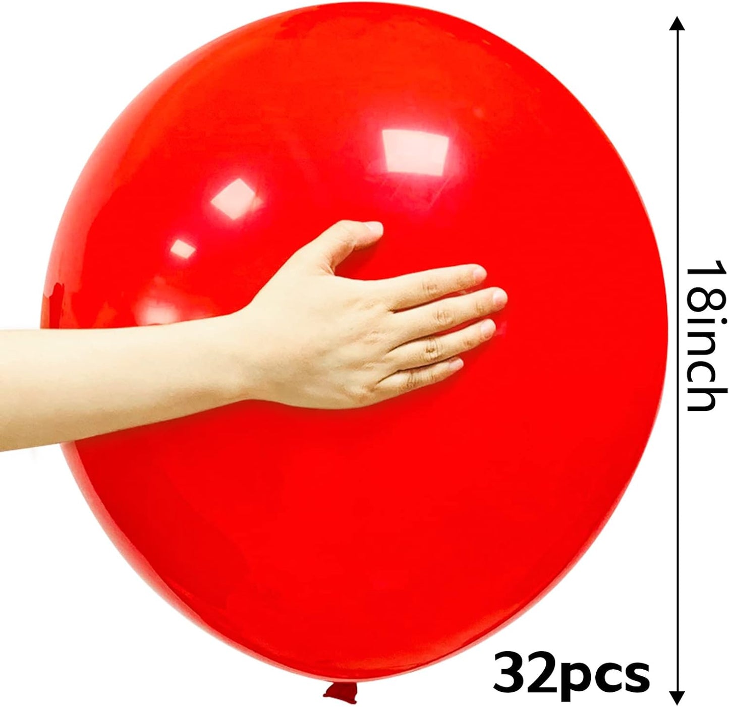32Pcs Red Big Balloons 18 Inch, Round Large Latex Party Balloons for Birthday Wedding Decorations. (red)
