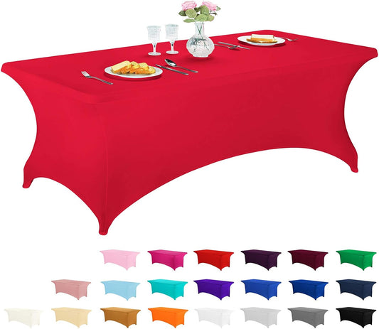 LZY Spandex Fitted Stretch Table Cover for 6 ft or 4ft or 8ft Folding Table, Rectangular Cocktail Tablecloth, Perfect for Party or Banquet
