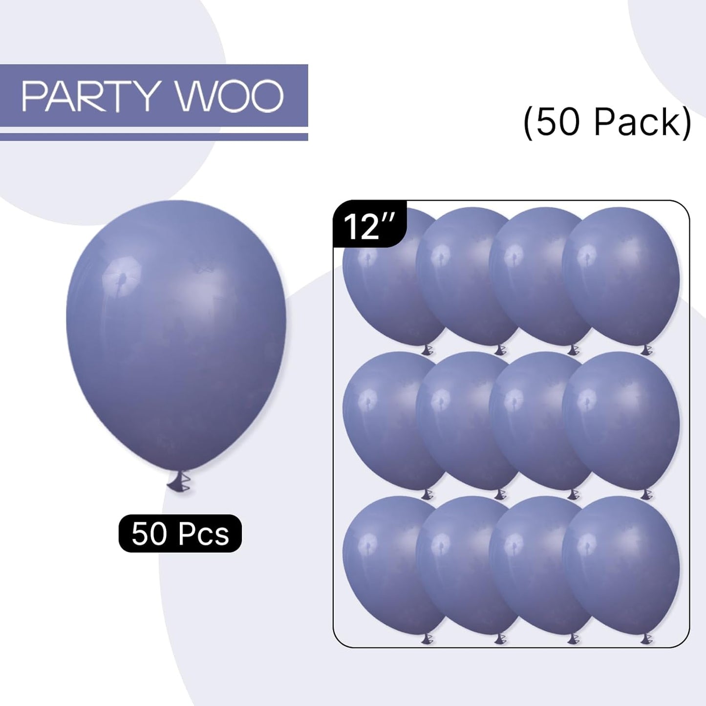 PartyWoo Dusty Blue Balloons 50 pcs 12 Inch Boho Slate Blue Latex Helium Balloons for Graduation Baby Shower Gender Reveal Wedding Anniversary Birthday Party Decorations Blue-F15