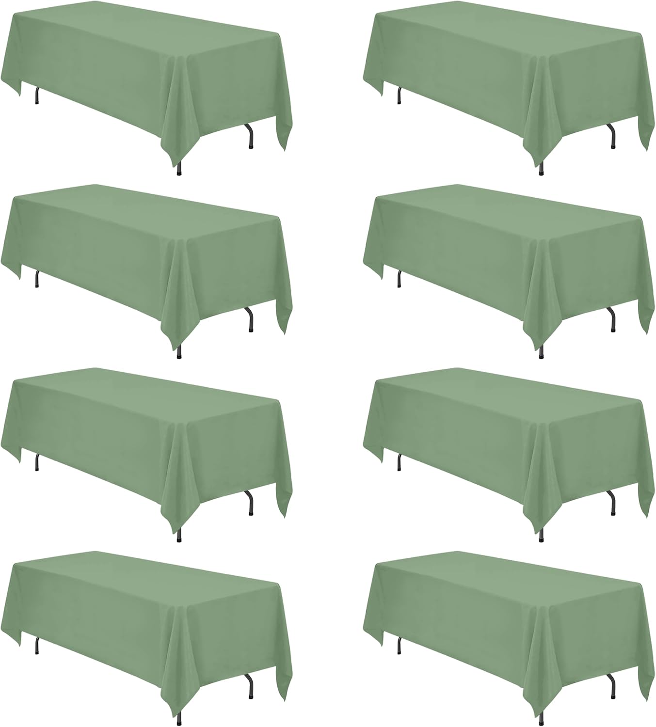 BRILLMAX 8 Pack Sage Green Tablecloths 70 x 120 Inch for 6ft or 8ft Rectangle Tables - Rectangular Bulk Linen Polyester Fabric Washable Cloth Cover for Wedding Reception Banquet Birthday Party