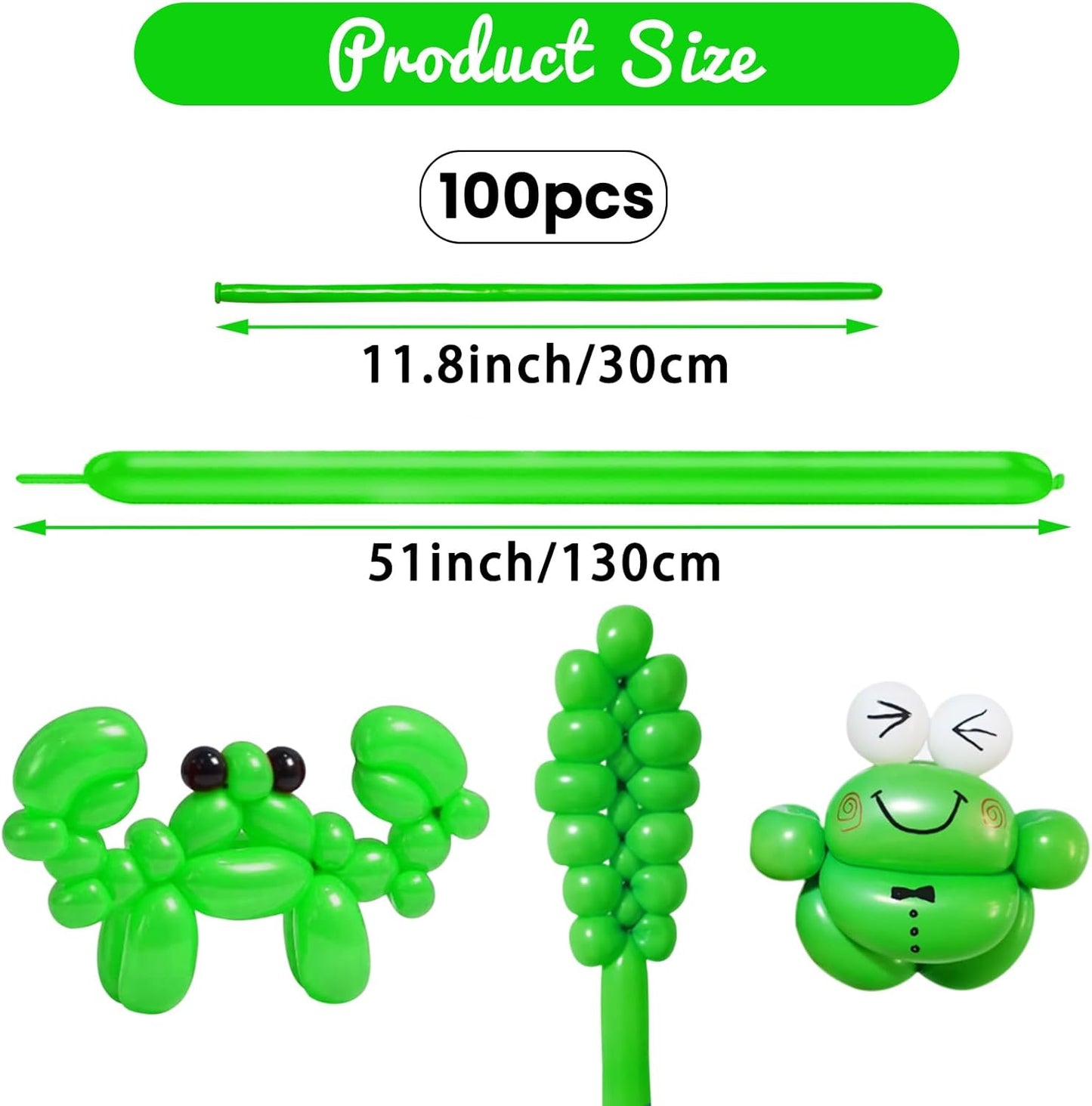 100Pcs Green 260 Balloons, Long Balloon for Tying Balloon Arch, Long Skinny Balloons for Twisting Ballons Animal balloons Birthday Party Wedding Festival Decorations