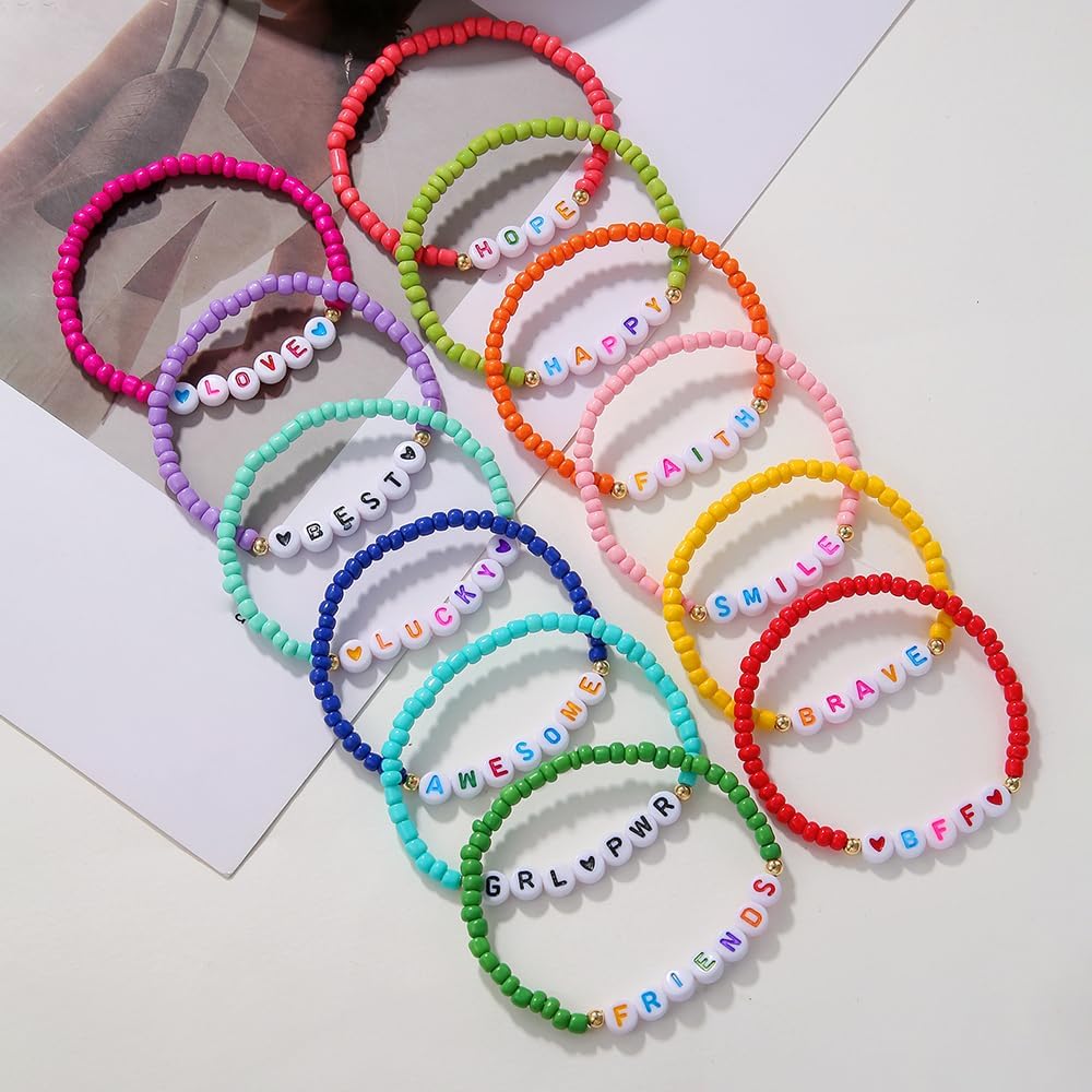 Heishi Surfer Clay Bead Bracelets Set for Women - Preppy Smile Evil Eye Beaded Stretch Bracelets Elastic Layering Friendship Bracelets- Stackable Boho Disc Summer Jewelry Set