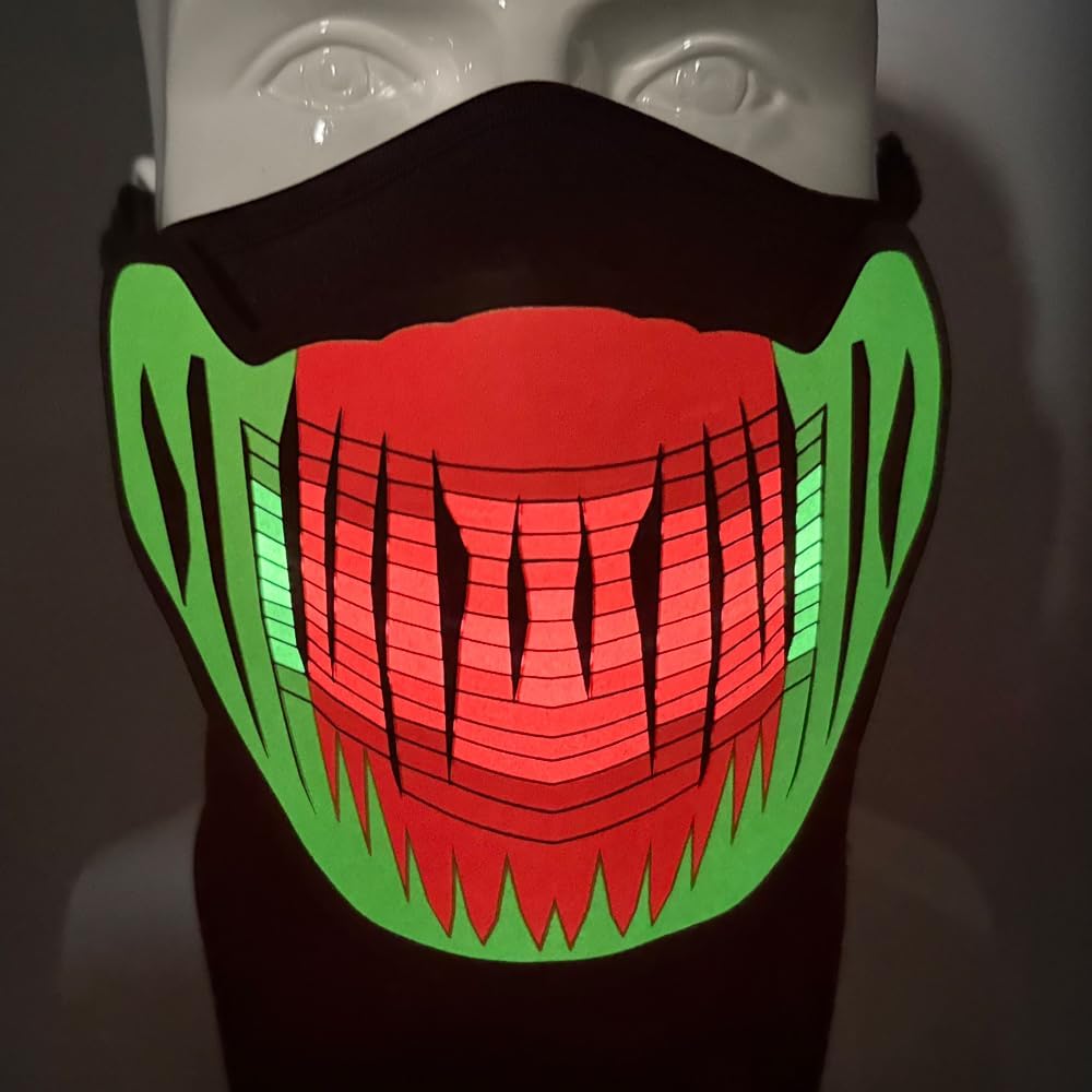 LED Halloween Mask Sound Reactive Light Up Mask Scary Masks for Costumes Cosplay,Music Party,Rave Events, EDC