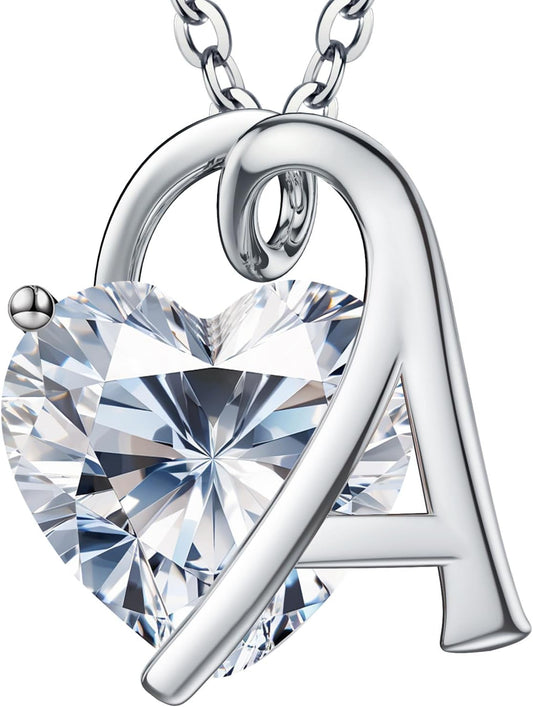 ForeverLove Heart Necklaces for Women, 4-2 Carats Heartshap Moissanite, Silver Pendant Jewelry, Anniversary Birthday Gifts for Wife, Girlfriend, Daughter, Mom