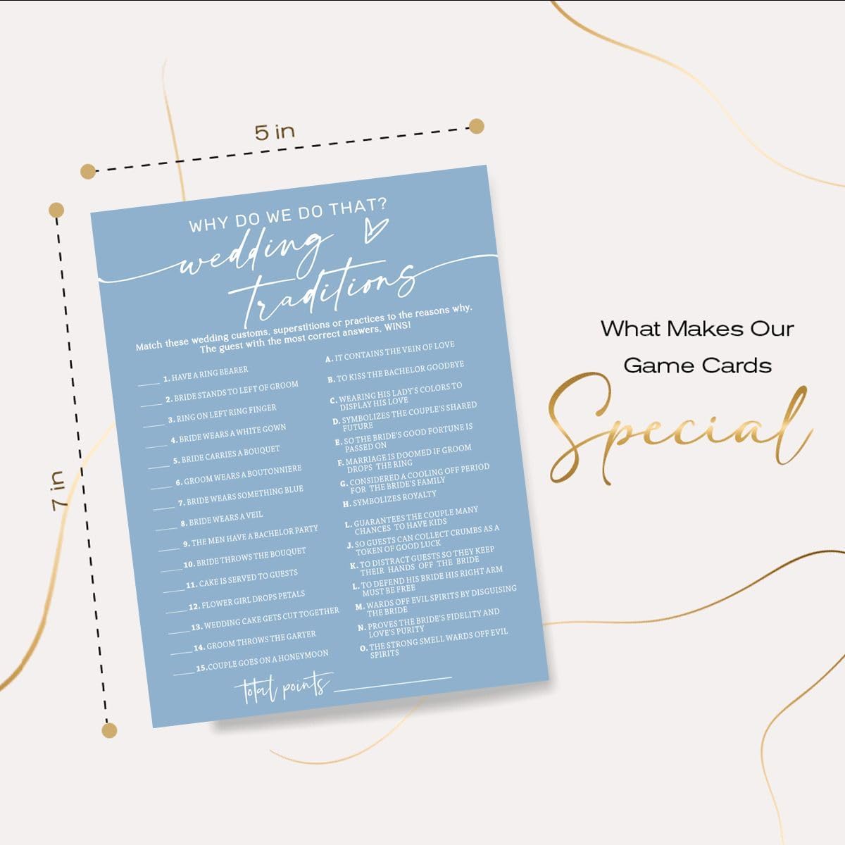 Bridal Shower Games Cards, Wedding Traditions Why Do We Do That, 25 Game Cards with 1 Answer Card, Engagement Party Wedding Games for Guests, Minimalist Blue Wedding Party Supplies - B08