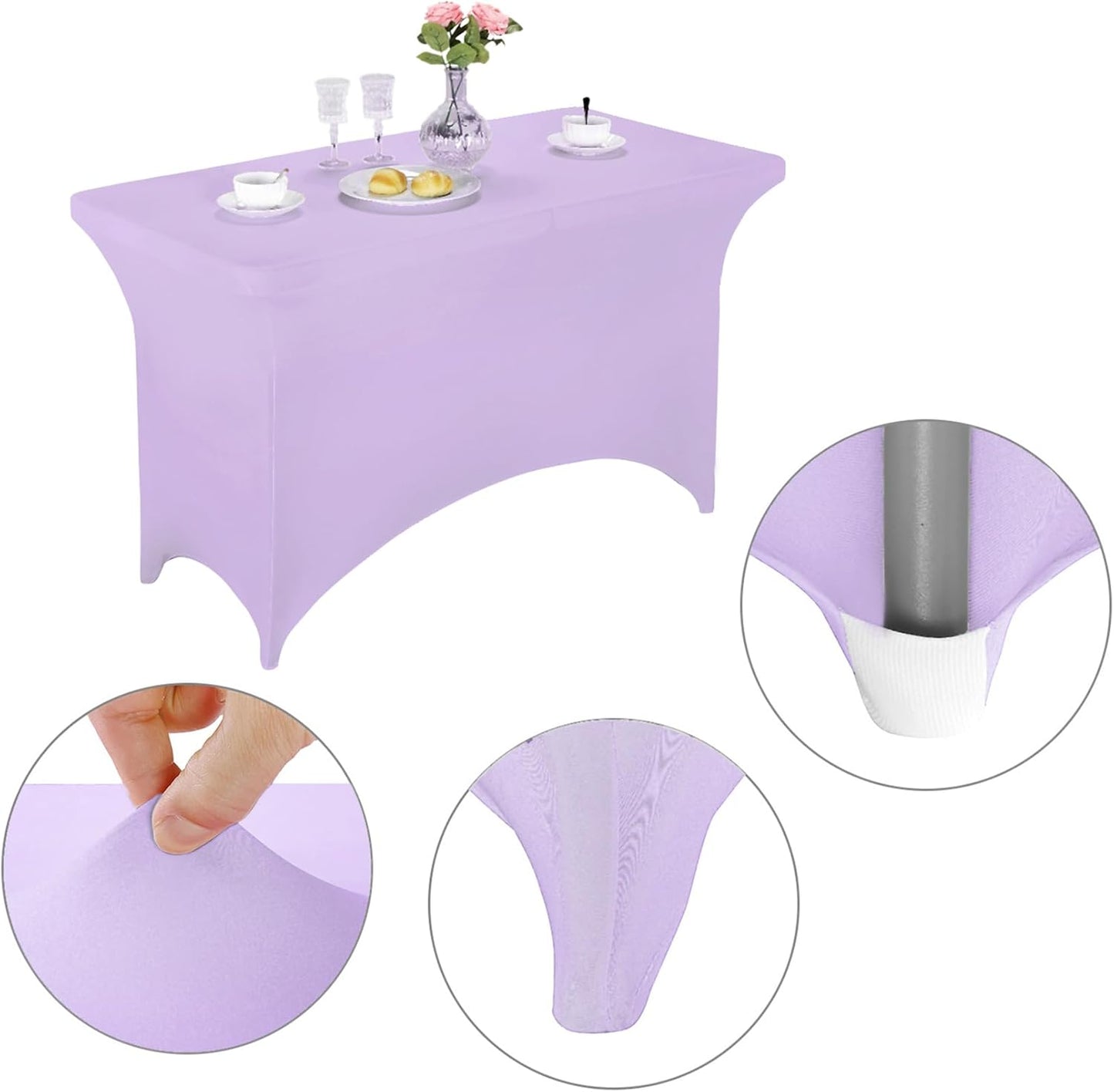 LZY Spandex Fitted Stretch Table Cover for 6 ft or 4ft or 8ft Folding Table, Rectangular Cocktail Tablecover, Perfect for Party and Banquet