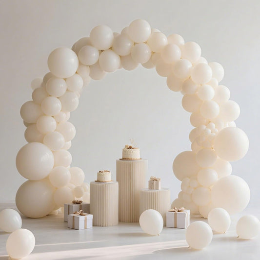 Ivory White Balloon,145pcs Premium Latex Khaki Balloons Arch Kit Different Sizes 18 12 10 5 Inch,Light Brown Neutral Balloon Garland Arch for Birthday Party Baby Shower Wedding Anniversary Decoration