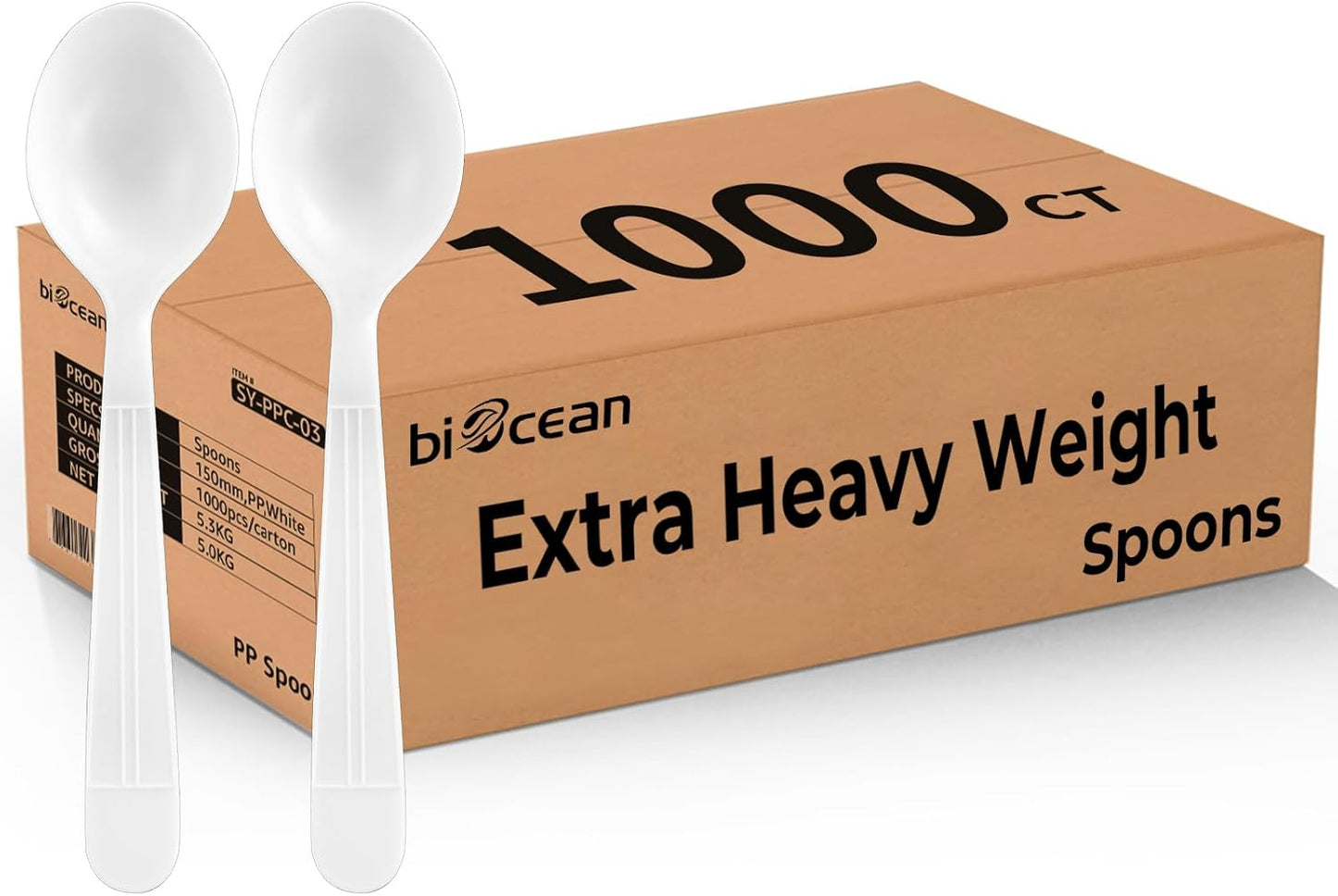 Plastic Spoons 1000 Count Extra Heavy Duty Disposable Soup Spoon White Silverware Plastic Spoons Disposable Bulk Cutlery for Home Party Picnic