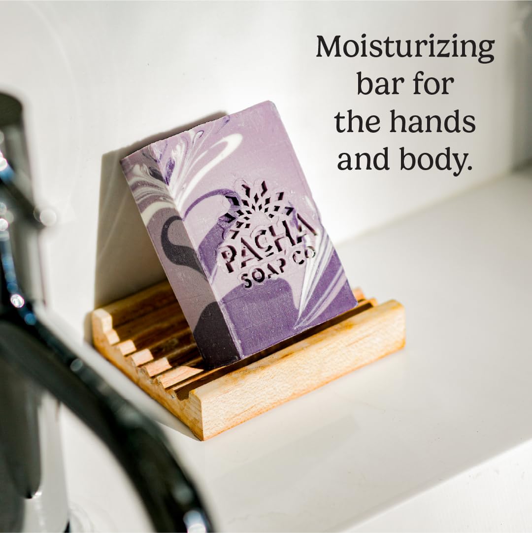 Pacha Soap Co. Bar Soap - French Lavender, Handcrafted Made in the USA Natural Bar Soap with Shea Butter & Essential Oils, Moisturizing, Calming Scented Soap for Face, Hands & Body, 3-Pack (4 oz ea)