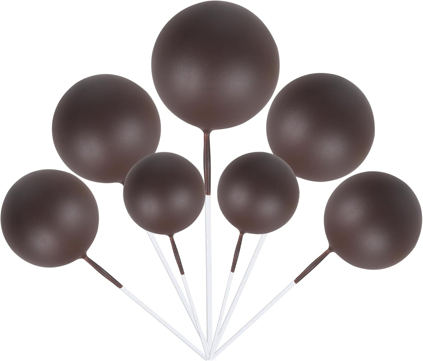 Rsstarxi 30 PCS Mini Balloons Cake Toppers - Foam Balls Insert Decorations for Baby Shower, Wedding Anniversary, Kids Birthday Party - Coffee