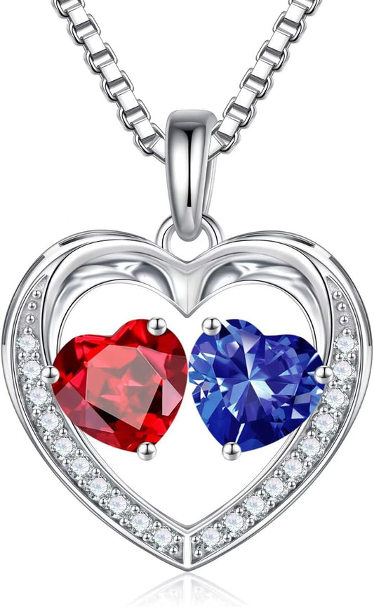 Iefil Christmas Gifts for Wife - 925 Sterling Silver Birthstone Necklace, Anniversary Birthday Gifts for Women, Stocking Stuffers for Women Wife Mom Daughter