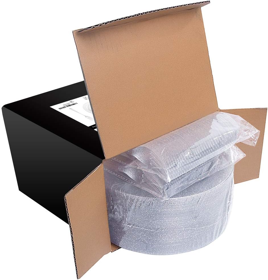 I00000 144Pcs Silver Glitter Dessert Plates Set, Includes 72Pcs Plastic Dessert Plates 7.5",72Pcs Silver Forks 7.4", Plastic Salad Plates for Thanksgiving