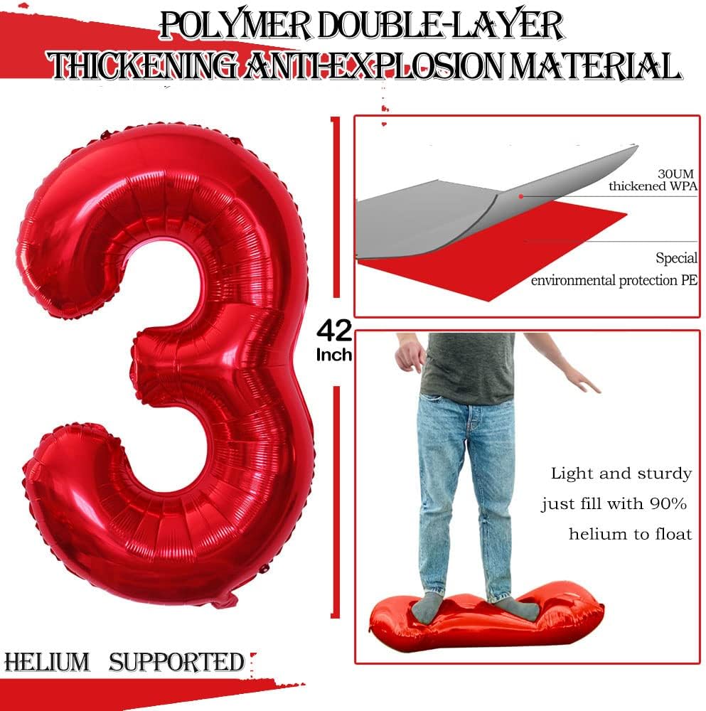 GOER Number 23 Balloons for 23rd Birthday Party Decorations,42 Inch Jumbo Foil Helium 32 Balloons for 32nd Birthday Party Decoration (Red)