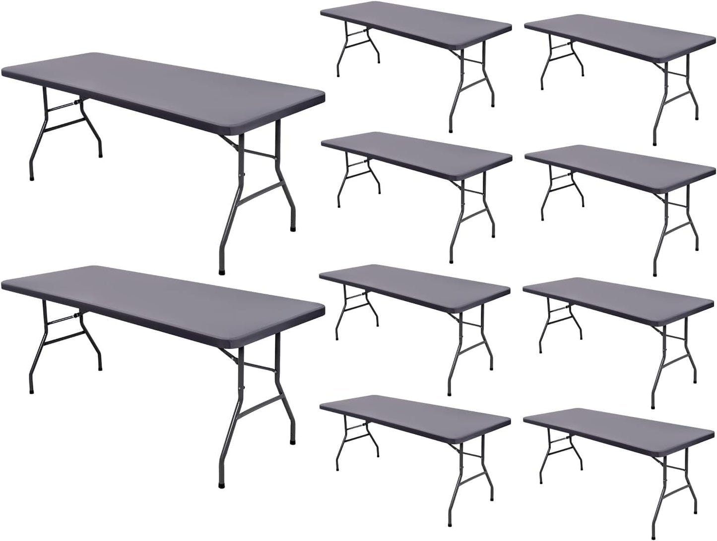 10 Pack Picnic Table Cover Outdoor Elastic Fitted Tablecloths for 8 Foot Rectangle Tables Waterproof Stretch Washable Patio Folding Spandex Table Cloth Camping Banquet Parties (Light Grey,30" x 96")