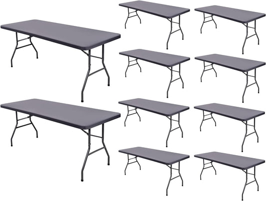 10 Pack Picnic Table Cover Outdoor Elastic Fitted Tablecloths for 8 Foot Rectangle Tables Waterproof Stretch Washable Patio Folding Spandex Table Cloth Camping Banquet Parties (Light Grey,30" x 96")