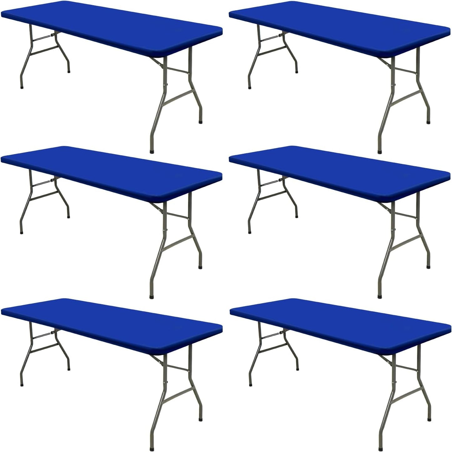 6 Pack Picnic Table Cover Elastic Fitted Tablecloths for 6 Foot Rectangle Tables Waterproof Stretch Washable Patio Folding Outdoor Spandex Tablecloth for Camping Banquet Parties (Royal Blue,30" x 72")