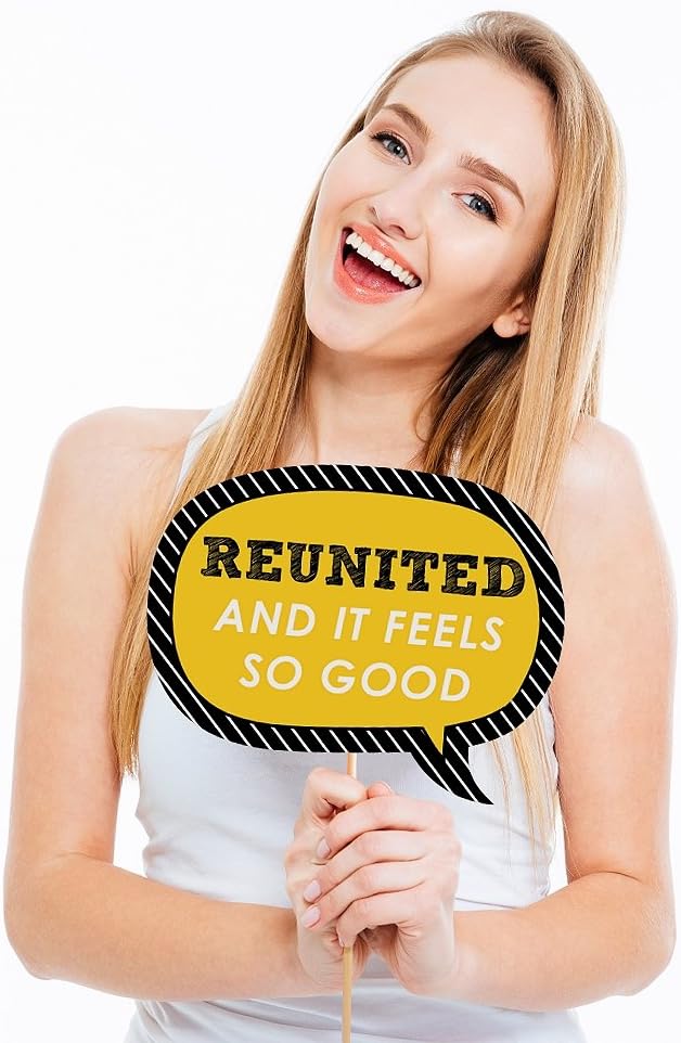 Big Dot of Happiness Premium Photo Props Kit - 10-Piece Deluxe Party Funny Reunion Selfie Accessories - Classic Memory Maker Booth Props, Durable Cardstock Design, Vibrant Class Reunion Prop