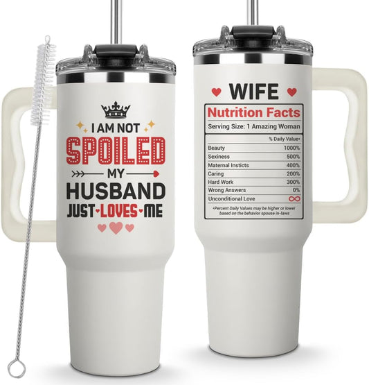 Christmas Gifts for Wife from Husband, Anniversary Wedding Gifts for Wife, Wifes Birthday Gift Ideas, Wifey Cup Present for Her - Wife Gift for Valentine's Day, Christmas - Wives Coffee Mug 40 Oz