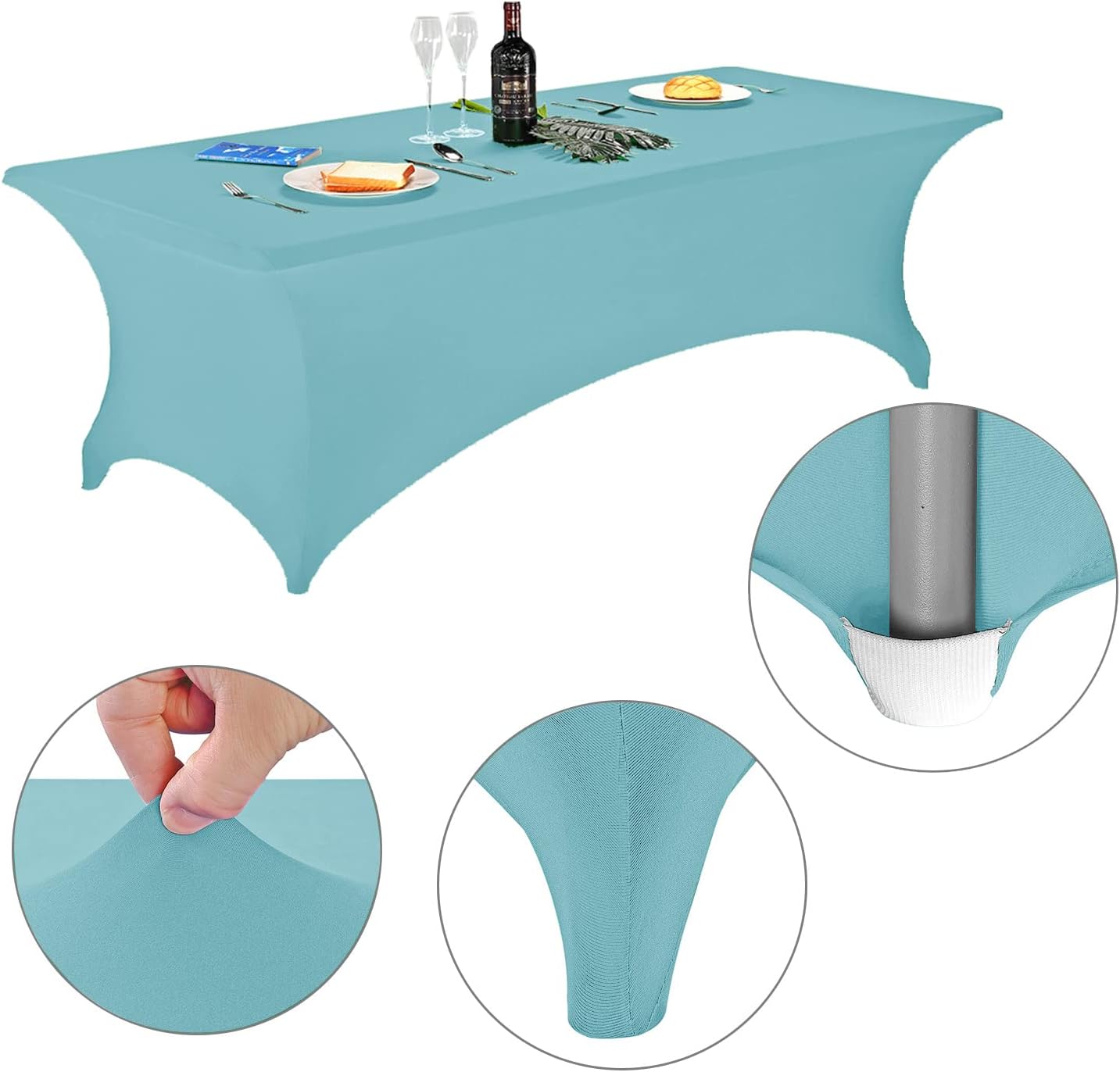 LZY Spandex Fitted Stretch Table Cover for 6 ft or 4ft or 8ft Folding Table, Rectangular Cocktail Tablecloth, Perfect for Party or Banquet