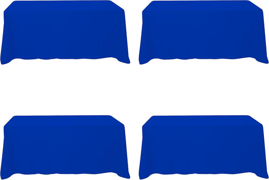BRILLMAX 4 Pack Royal Blue Tablecloths for 6 Foot Rectangle Tables 90 x 132 Inch - 6ft Rectangular Bulk Linen Polyester Fabric Washable Cloth Cover for Wedding Reception Banquet Birthday Party