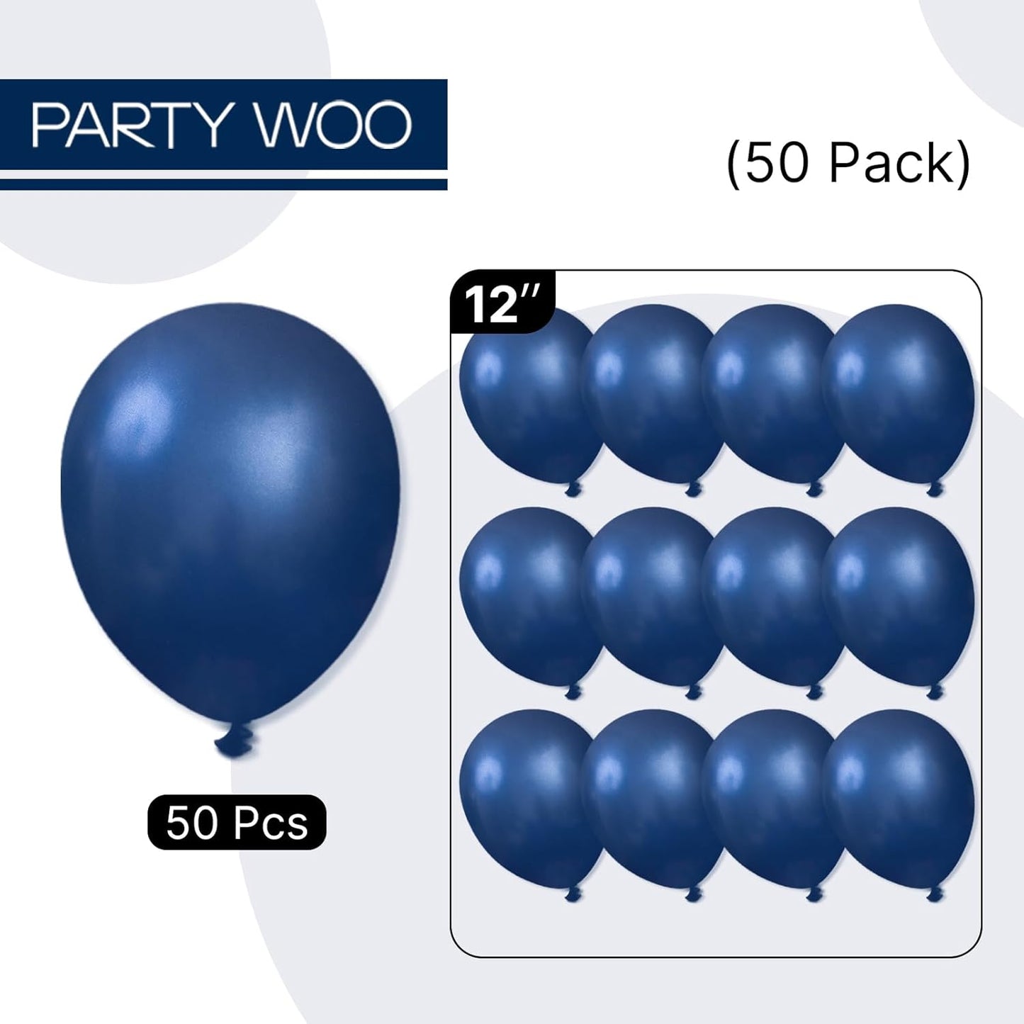 PartyWoo Navy Blue Balloons 50pcs 12 Inch Dark Blue Latex Helium Balloons for Graduation New Year Wedding Sports Theme Boy Baby Shower Men Birthday Bachelorette Party Decorations Blue-Z90