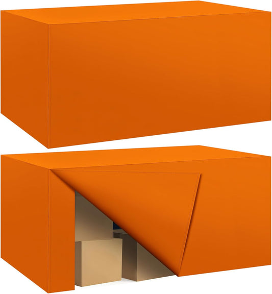 Ascoza 2 Pack Fitted Tablecloth for 6 Foot Rectangle 72 x 30 Inch Orange Table Covers Water Resistant Polyester Cloth for Folding, Parties,Display, Trade Show (Orange)