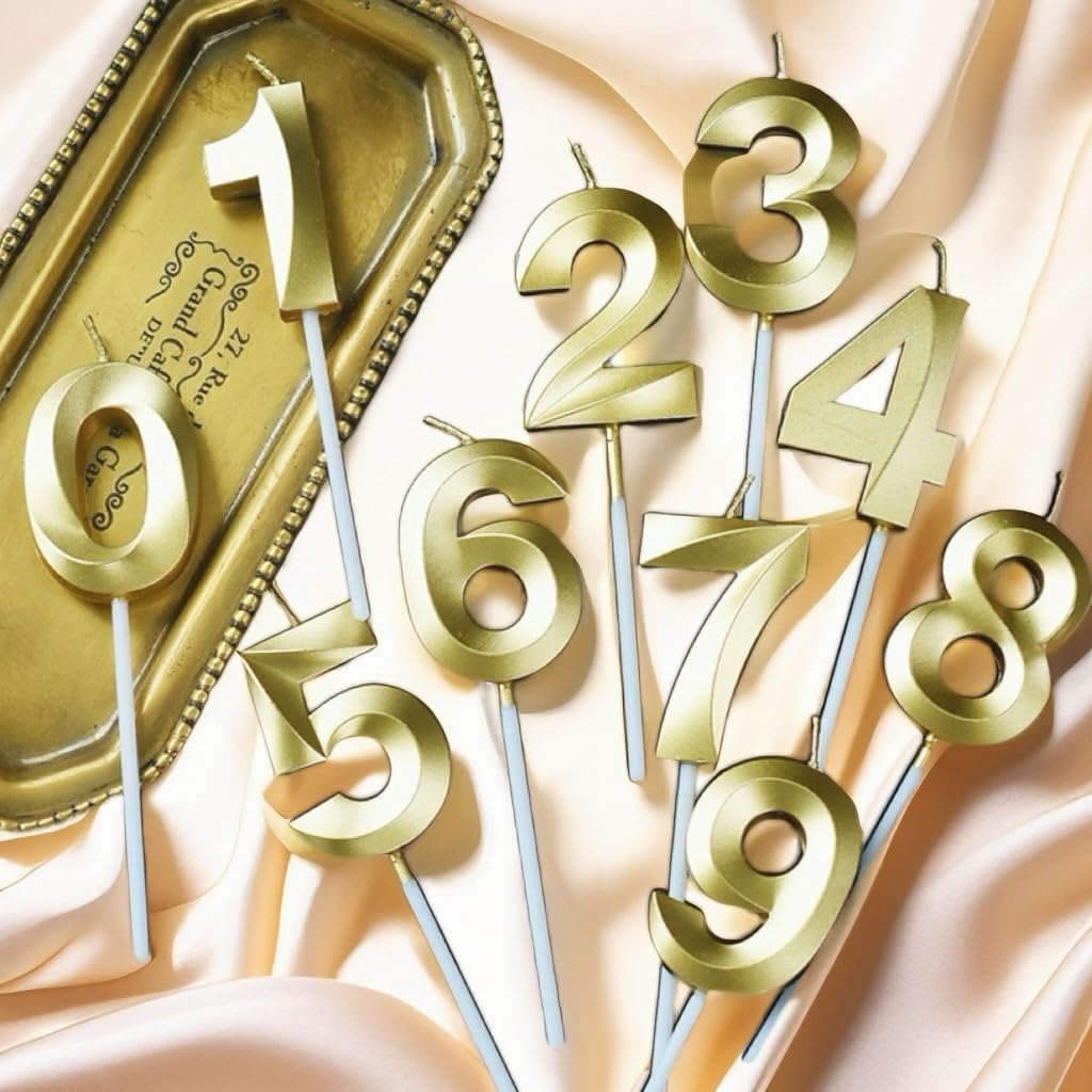 36 Pcs Birthday Candle Set, Tyotrbs Birthday Candles For Cake Champagne Gold Birthday Decorations White Gold Balls Cake Toppers Birthday Candles DIY Cake Decor for Men Women Wedding Anniversary