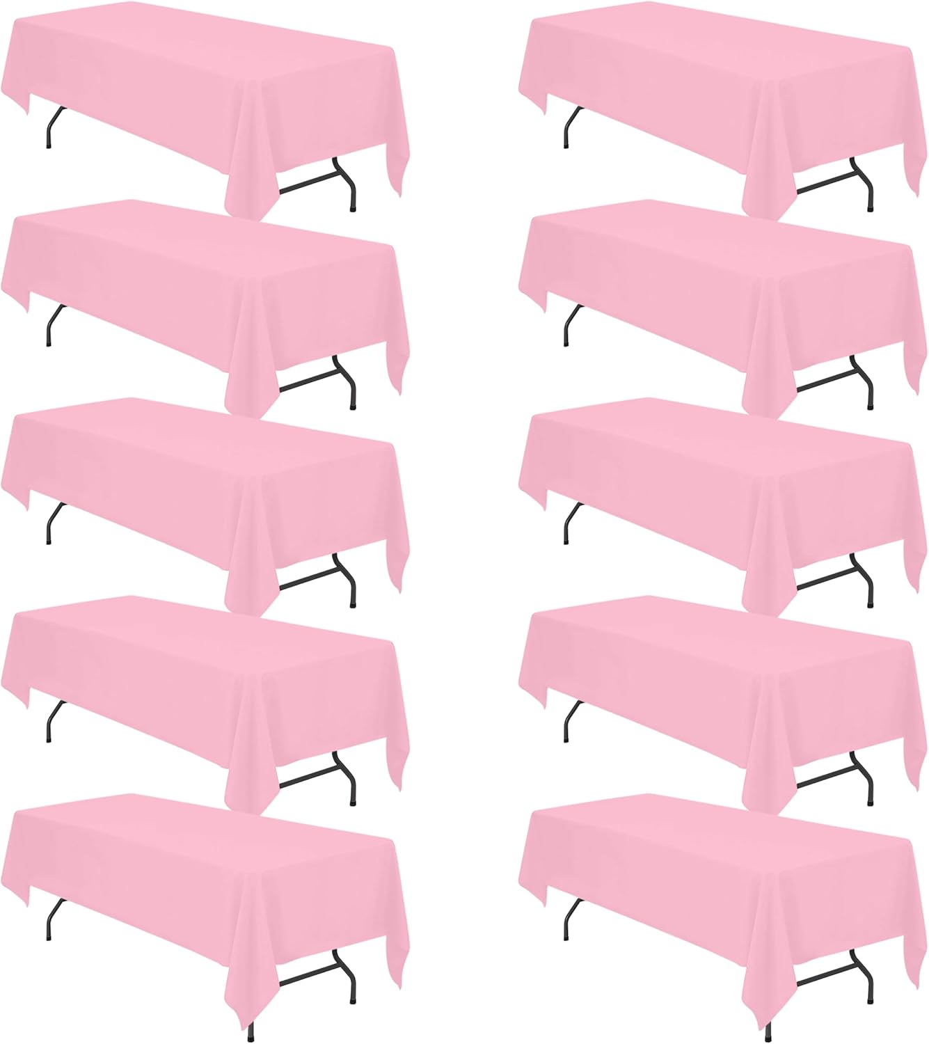 BRILLMAX 10 Pack Pink Tablecloths for 8 Foot Rectangle Tables 60 x 126 Inch - 8ft Rectangular Bulk Linen Polyester Fabric Washable Cloth Cover for Wedding Reception Banquet Birthday Party