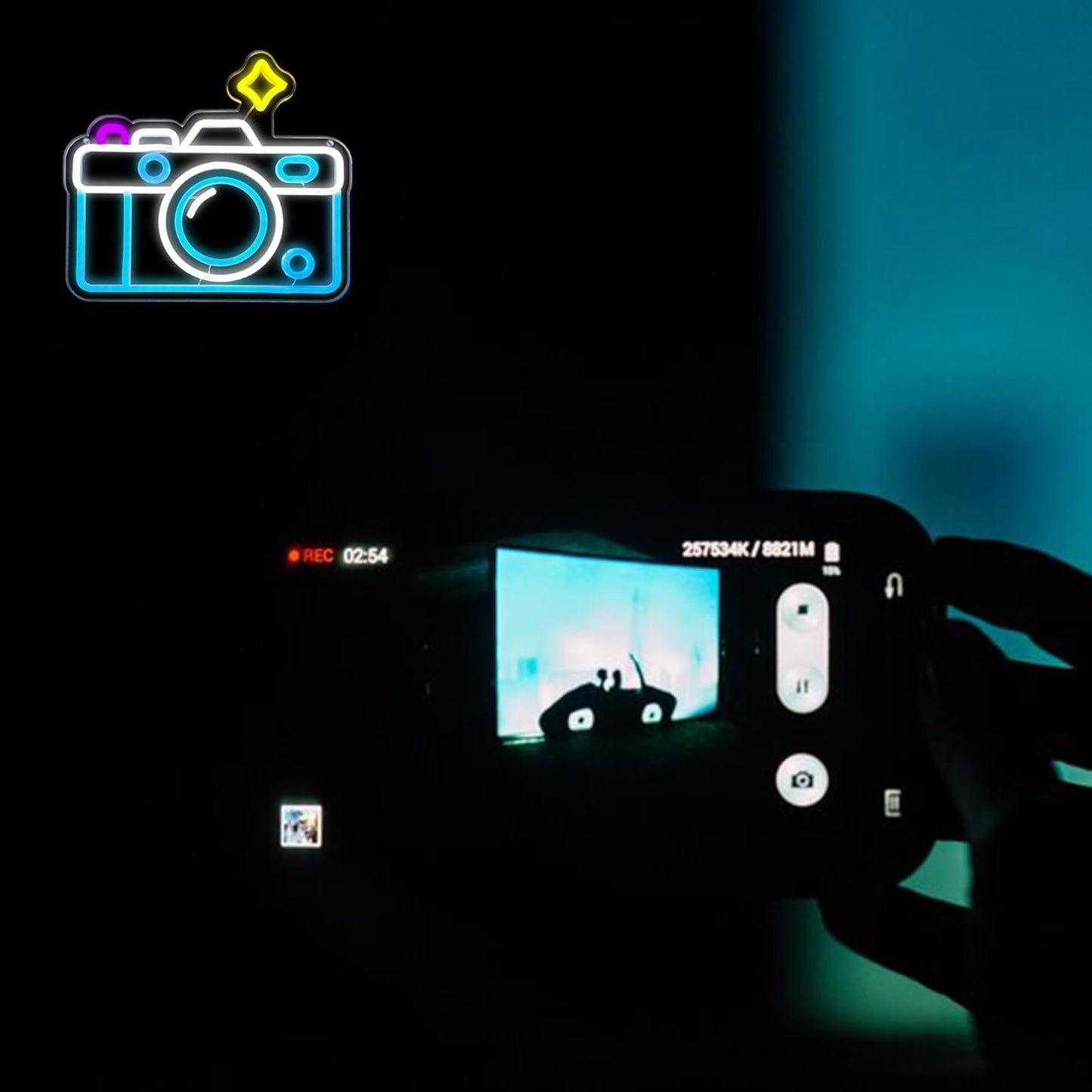 Camera Neon Sign Dimmable LED Light Up Wall Decor Multi-Color Retro Photography Studio Art Vintage Vlogger Background Accessory for Bedroom, Gaming Room, Store Photographer Gifts(13.3 * 12.2in)