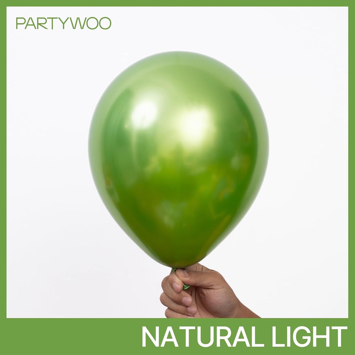 PartyWoo Metallic Green Balloons 50 pcs 12 Inch Metallic Apple Green Latex Helium Balloons for Graduation Halloween Safari Dinosaur Summer Weddings Baby Showers Birthday Party Decorations Green-G121