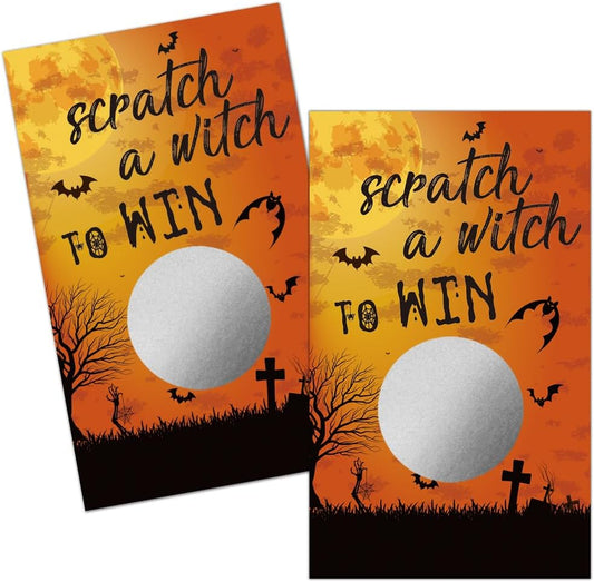Haizct 50 Pack Halloween Theme Scratch off Game, Spider Witch Bat Halloween Scratch Card for Baby Shower Halloween Party Game Lottery Games Group Games Family Activity, Bridal Shower Activity and Idea