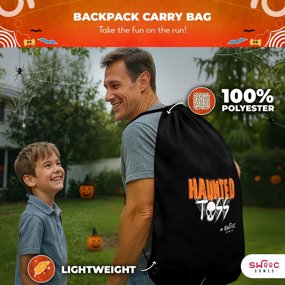 Swooc Games® - Haunted Toss™ | Halloween Games for Kids | 2-in-1 Bean Bag Toss Game | 5-Second Setup | Spooky Halloween Party Games for Kids | Fall Bean Bag Toss Cornhole | Carnival Party Activities