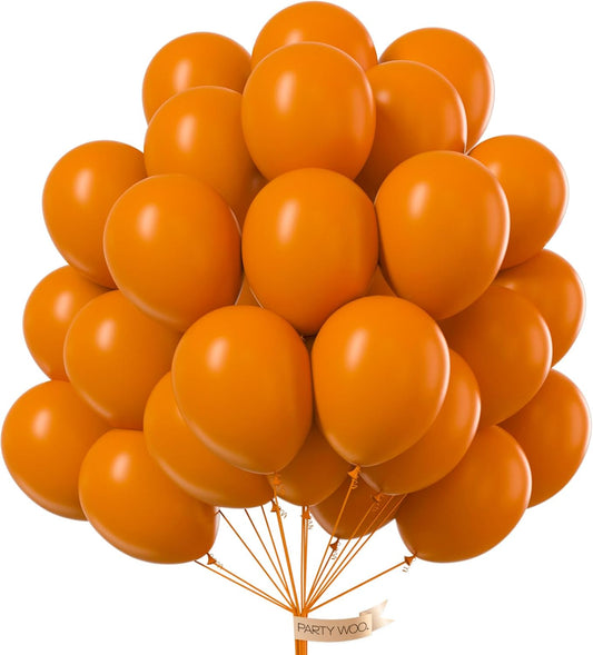 PartyWoo Burnt Orange Balloons, 50 pcs 12 Inch Boho Orange Balloons, Brownish Orange Balloons for Balloon Garland or Balloon Arch as Birthday Party Decorations, Baby Shower Decorations, Orange-F53