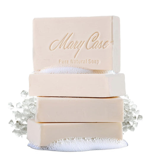 Mary Case All Natural Bar Soap for Men & Women (Set of 4) - Sea Salt Bath Soap Bar with Olive and Coconut Oils - Vegan Bath Soaps Bars for Exfoliating, Balancing Moisture & Mineral-Rich Nourishment
