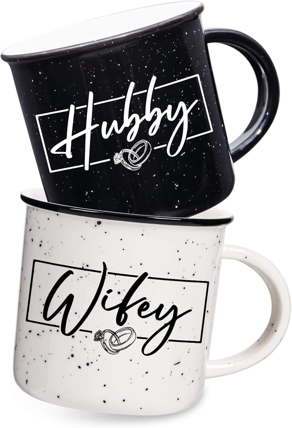 Wifey Hubby Mugs Set of 2 Coffee Mug 10 Ounce, Wedding and Bridal Shower Gift, His and Hers Gifts, Mr and Mrs Coffee Mug Set, Couples Gift for Bride Groom, Thanksgiving and Christmas Gifts
