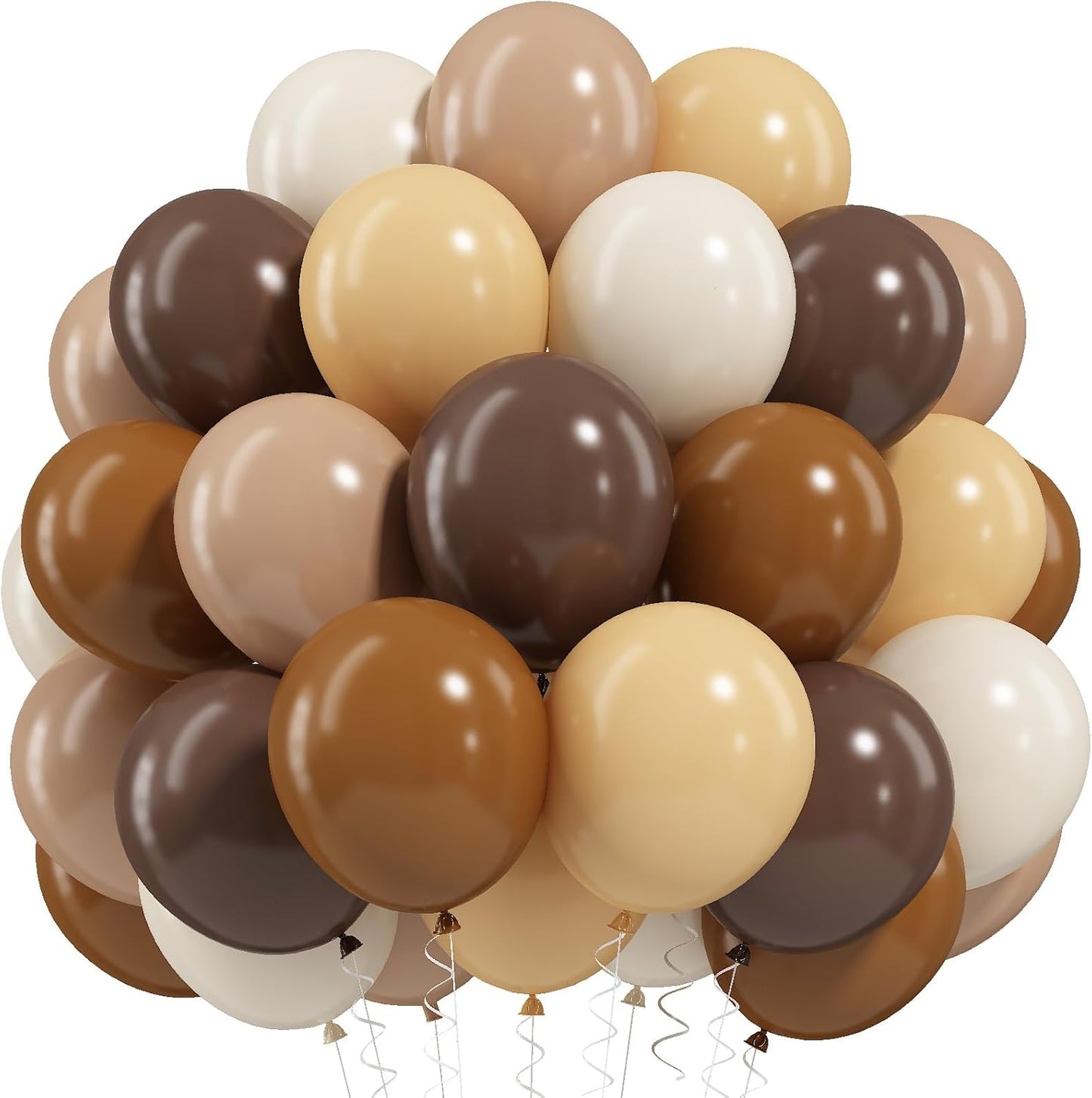 Brown Balloons, 50 PCS 12 Inch Double Stuffed Dark Brown Coffee Tan Latex Helium Party Balloons Sand White Nude Boho Neutral Balloon for Bear Birthday Baby Shower Wedding Thanksgiving Party Decoration