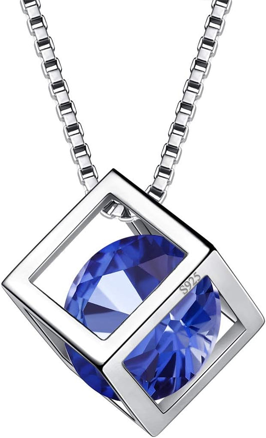 Aurora Tears Birthstone Necklace/Earring 925 Sterling Silver Women Cross/3D Cube/Cresent Moon Birth Stone Jewelry Mens Birthday Gift Anniversary Present