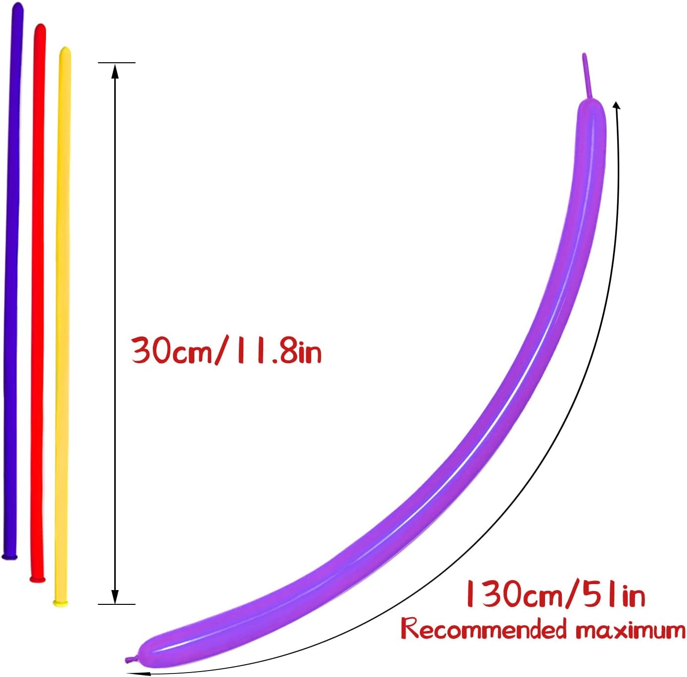 Purple 260 long Balloons 100 Pack Purple Modeling Long Magic Balloons Thickening Latex Twisting DIY Animal Balloon for Birthday Wedding Christmas Festival Party Decoration