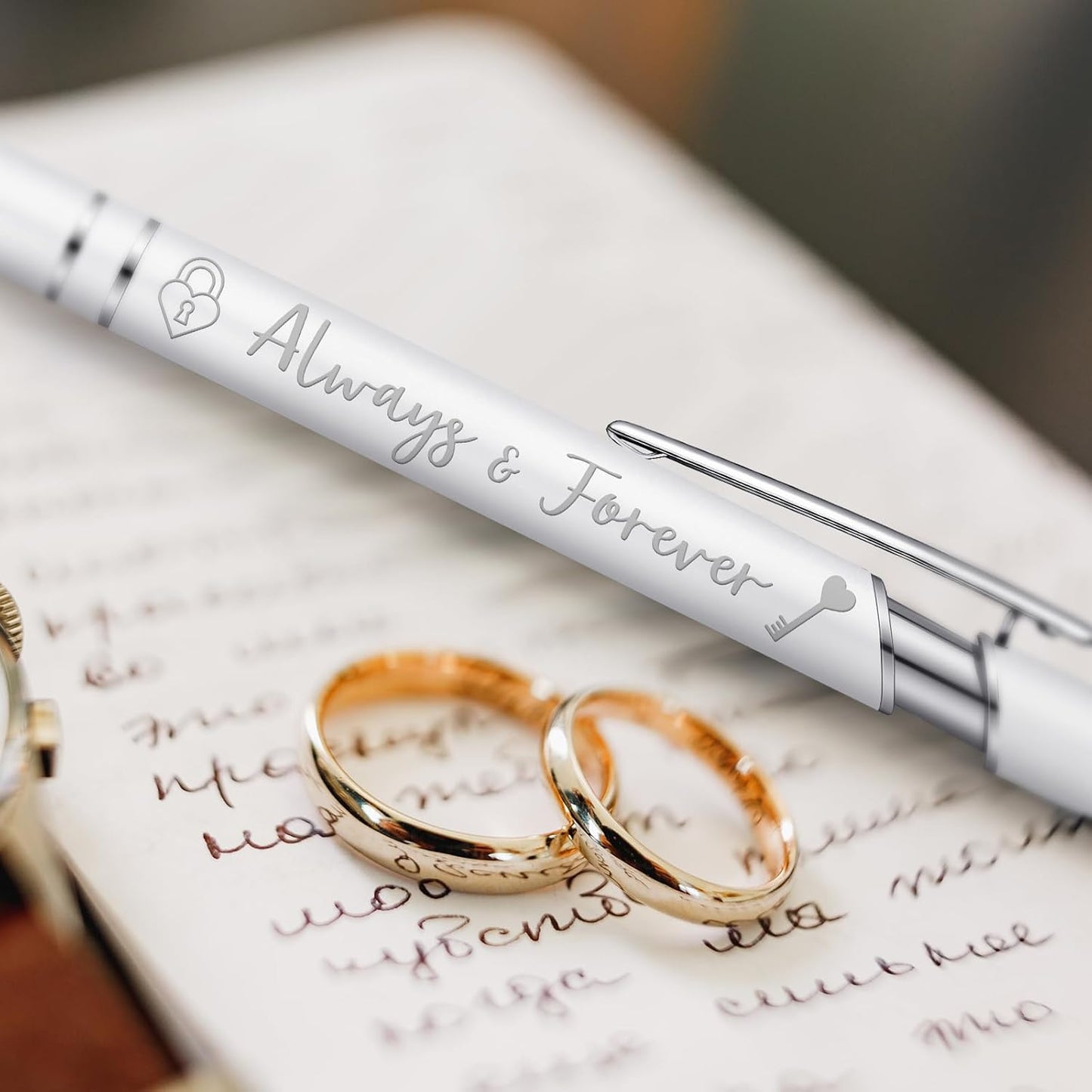 Kisston 36 Pcs Wedding Pens Bulk Bridal Shower Pens Favors Bachelorette 6 Styles Retractable Ballpoint Wedding Favors Supplies for Guest Game Office(White)