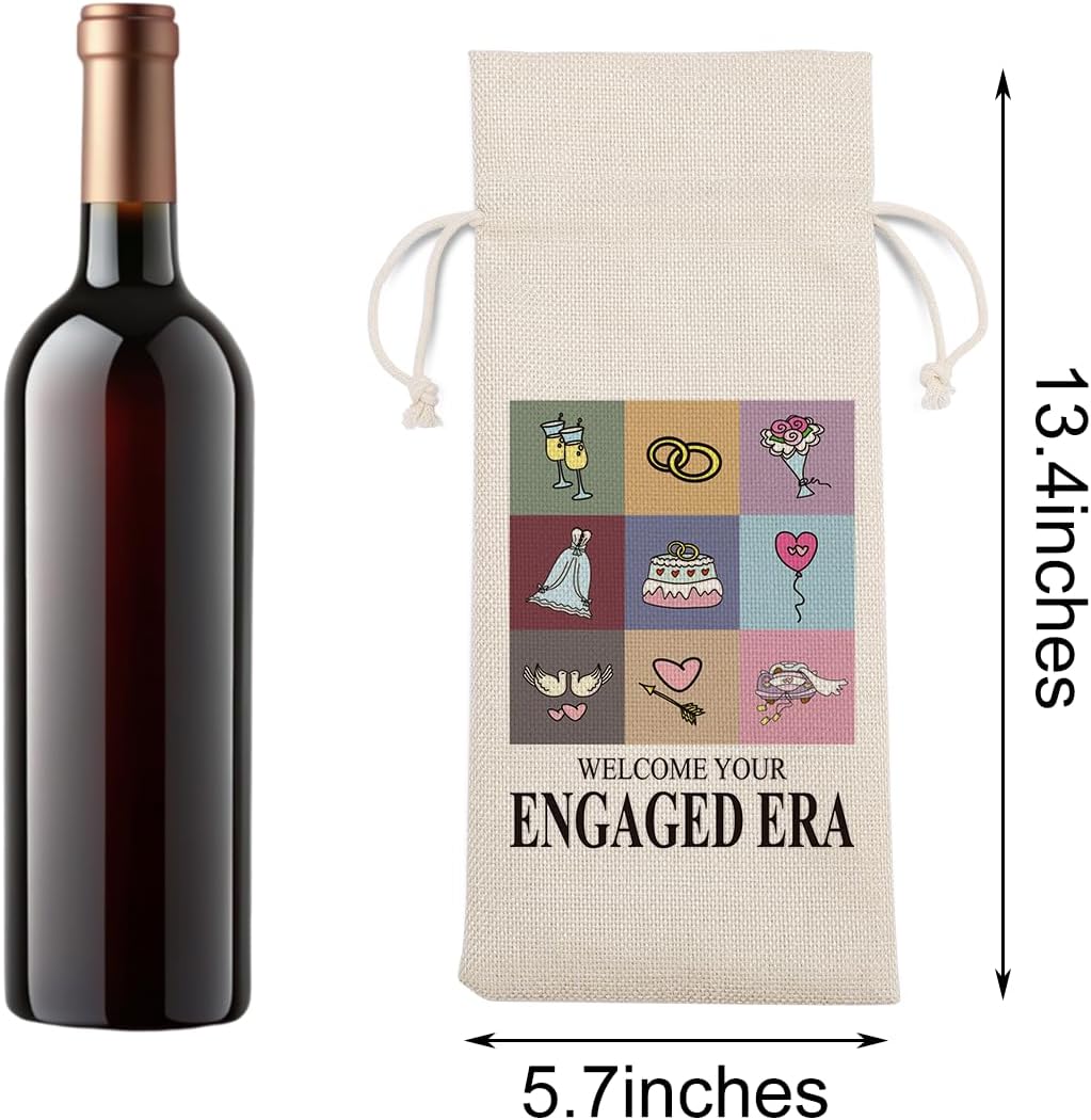 Engagement Wine Gift Bag Wedding Engaged Gifts for Newlyweds Couple Women Men Bridal Shower Gifts for Bride and Groom Pairs Well with Wedding Planning Welcome Your Engaged Era Wine Bags
