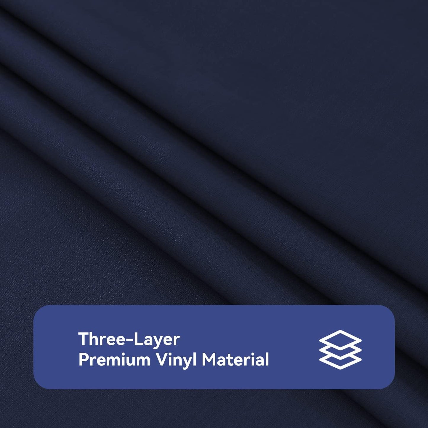 Romanstile 100% Waterproof PVC Tablecloth, Rectangle Oil Spill Proof Stain Resistant Vinyl Table Cloth, Wipe Clean Plastic Table Covers for Kitchen/Dining/Parties - 60 x 84 Inch, Navy Blue