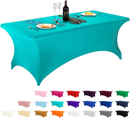 LZY Spandex Fitted Stretch Table Cover for 6 ft or 4ft or 8ft Folding Table, Rectangular Cocktail Tablecloth, Perfect for Party or Banquet