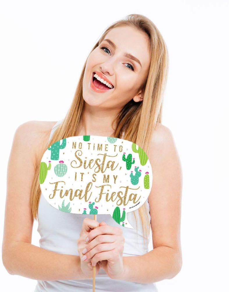 Big Dot of Happiness Funny Final Fiesta - Last Fiesta Bachelorette Party Photo Booth Props Kit - 10 Piece