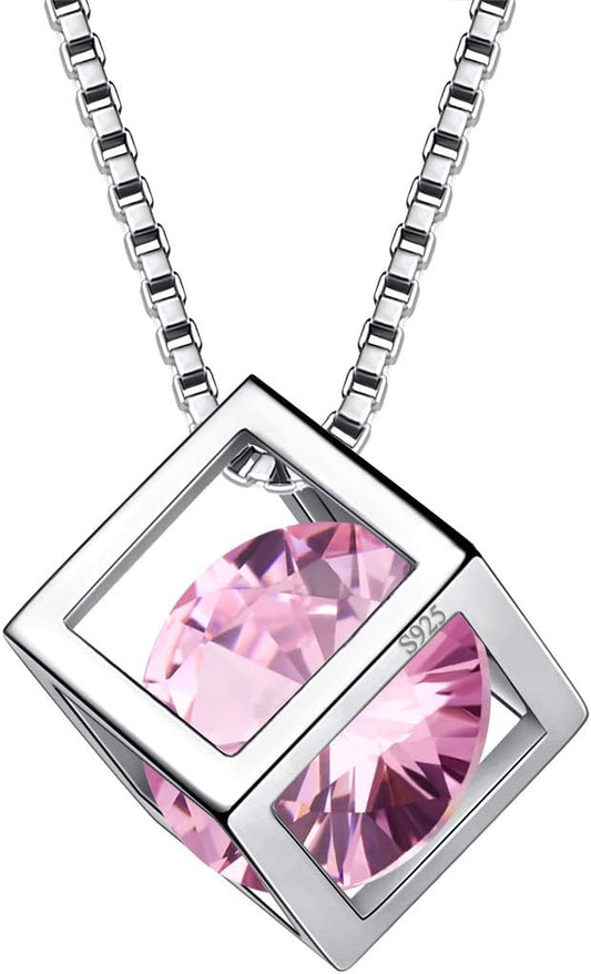 Aurora Tears Birthstone Necklace/Earring 925 Sterling Silver Women Cross/3D Cube/Cresent Moon Birth Stone Jewelry Mens Birthday Gift Anniversary Present