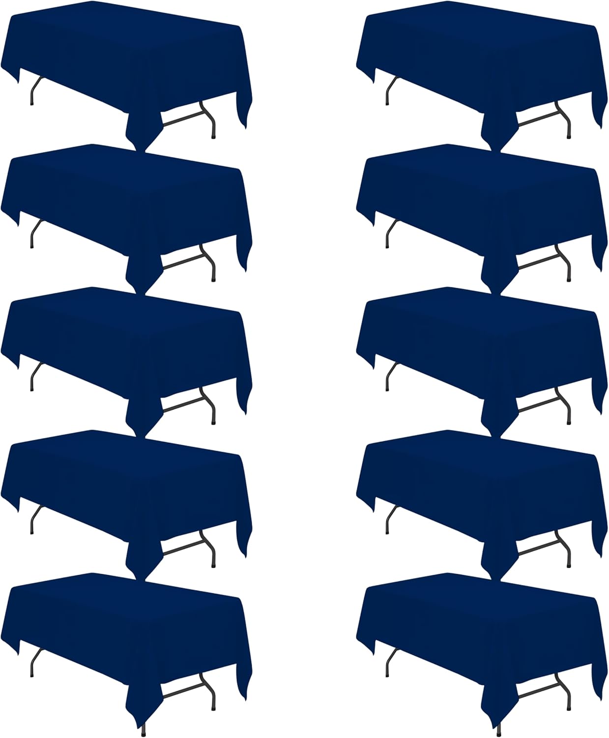 BRILLMAX 10 Pack Navy Blue Tablecloths for 6 Foot Rectangle Tables 60 x 102 Inch - 6ft Rectangular Bulk Linen Polyester Fabric Washable Cloth Cover for Wedding Reception Banquet Birthday Party